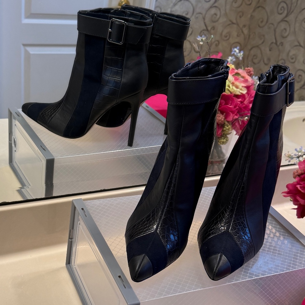 Navy Stiletto Booties New - Size 11